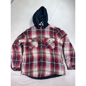 Legendary Outfitters Hooded Flannel Shirt Jacket Men's M Plaid Quilted Shacket